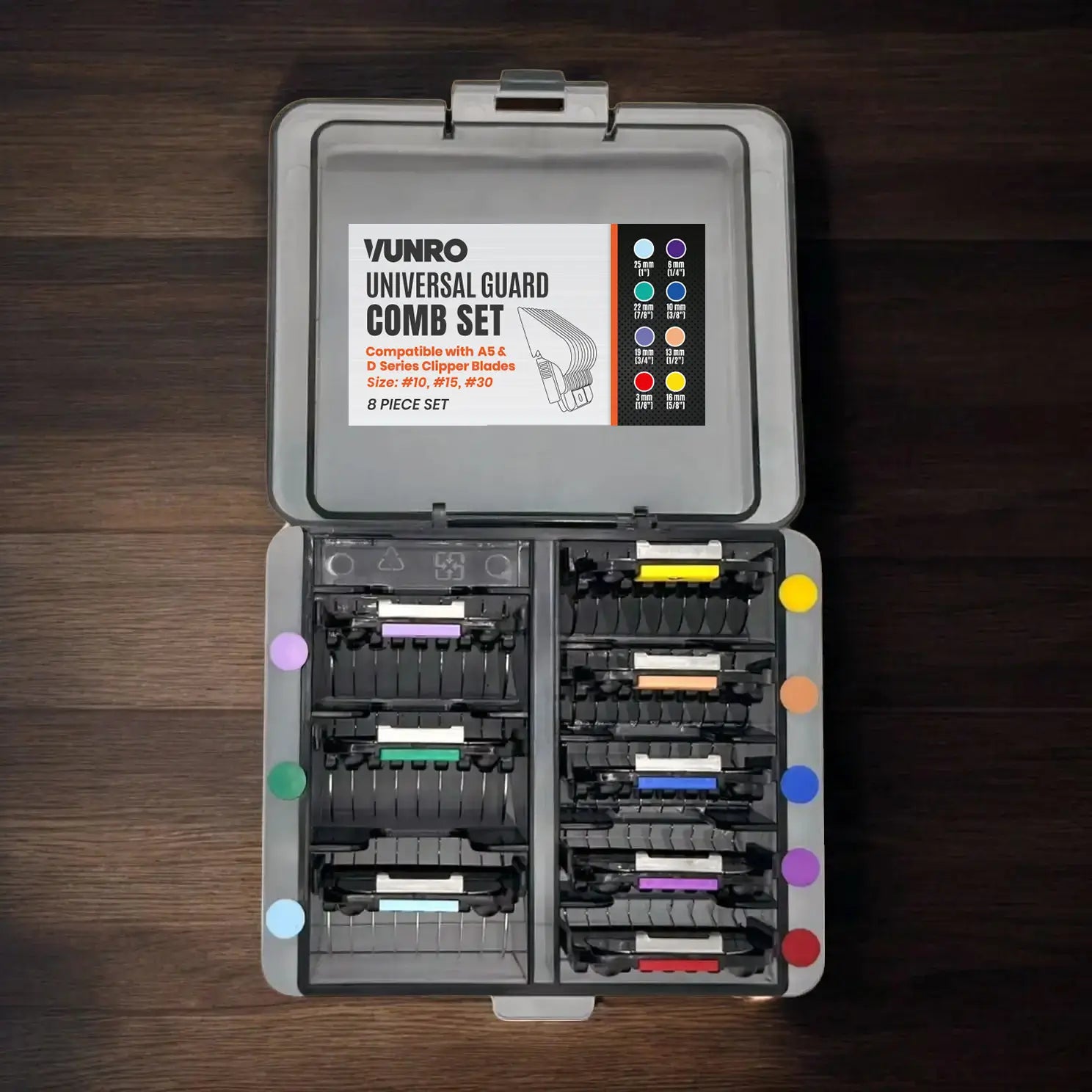 Eight Piece Universal Guard Comb Set (A5 Blade and D-Series Blade Compatible)